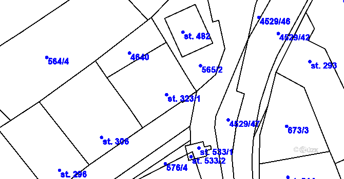 Parcela st. 323 v KÚ Mistřice I, Katastrální mapa