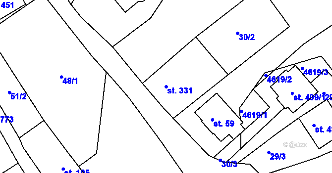 Parcela st. 331 v KÚ Mistřice I, Katastrální mapa