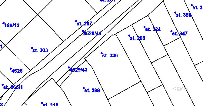 Parcela st. 336 v KÚ Mistřice I, Katastrální mapa