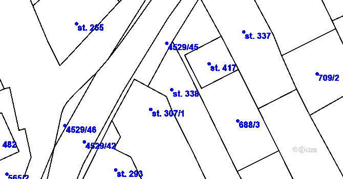 Parcela st. 338 v KÚ Mistřice I, Katastrální mapa