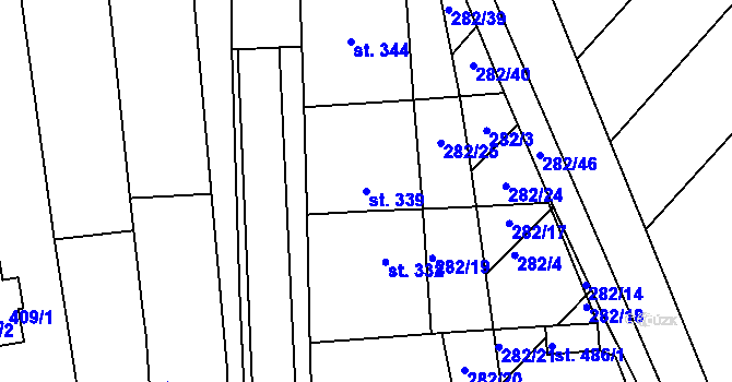Parcela st. 339 v KÚ Mistřice I, Katastrální mapa