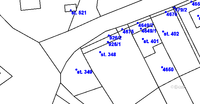 Parcela st. 348 v KÚ Mistřice I, Katastrální mapa