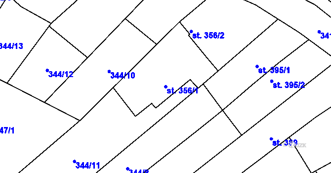 Parcela st. 356/1 v KÚ Mistřice I, Katastrální mapa