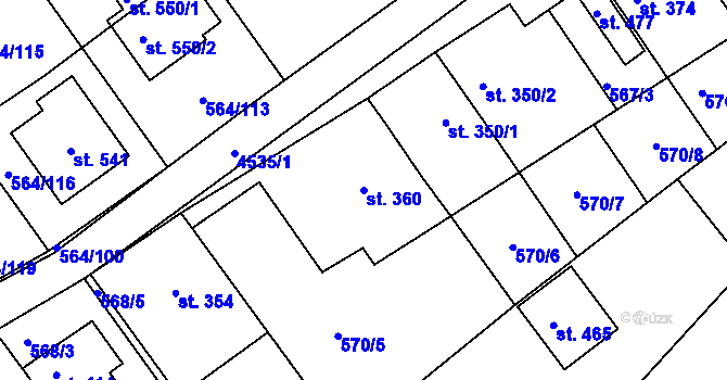 Parcela st. 360 v KÚ Mistřice I, Katastrální mapa