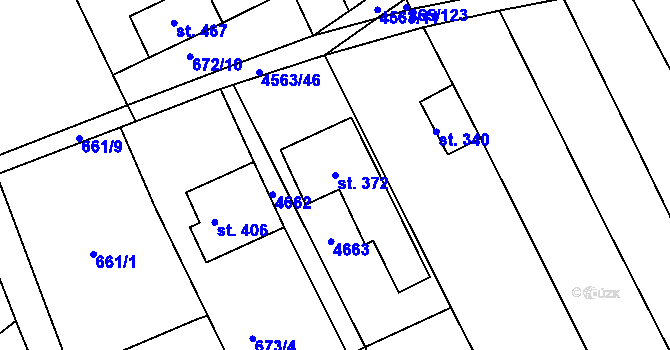 Parcela st. 372 v KÚ Mistřice I, Katastrální mapa