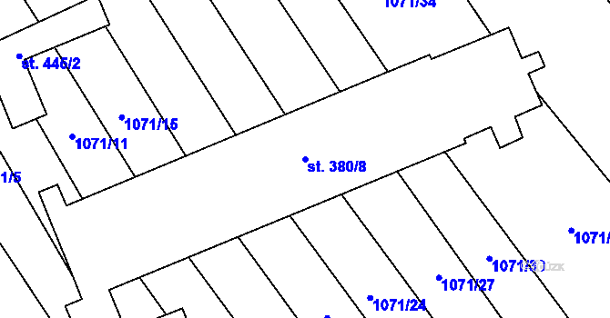 Parcela st. 380/8 v KÚ Mistřice I, Katastrální mapa