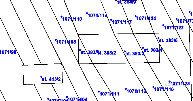 Parcela st. 383/2 v KÚ Mistřice I, Katastrální mapa