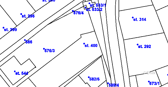 Parcela st. 400 v KÚ Mistřice I, Katastrální mapa