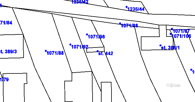 Parcela st. 442 v KÚ Mistřice I, Katastrální mapa