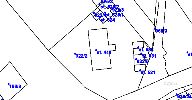 Parcela st. 449 v KÚ Mistřice I, Katastrální mapa
