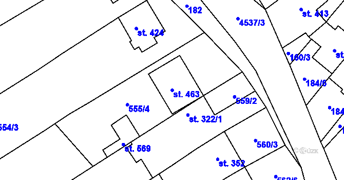 Parcela st. 463 v KÚ Mistřice I, Katastrální mapa