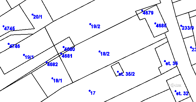 Parcela st. 18 v KÚ Mistřice I, Katastrální mapa