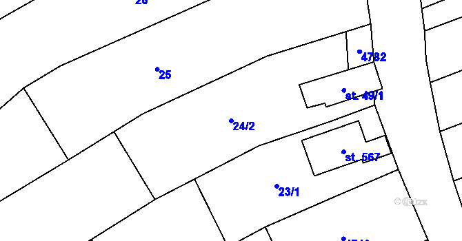 Parcela st. 24/2 v KÚ Mistřice I, Katastrální mapa