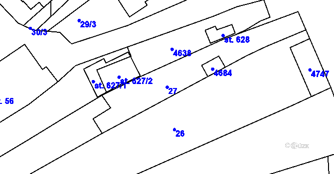 Parcela st. 27 v KÚ Mistřice I, Katastrální mapa