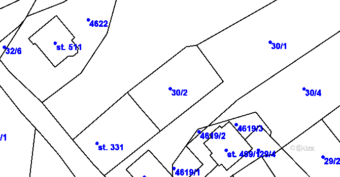 Parcela st. 30/2 v KÚ Mistřice I, Katastrální mapa