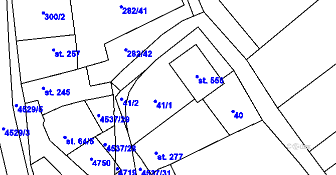 Parcela st. 41 v KÚ Mistřice I, Katastrální mapa