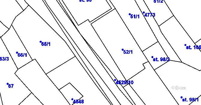 Parcela st. 53 v KÚ Mistřice I, Katastrální mapa