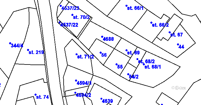 Parcela st. 56 v KÚ Mistřice I, Katastrální mapa