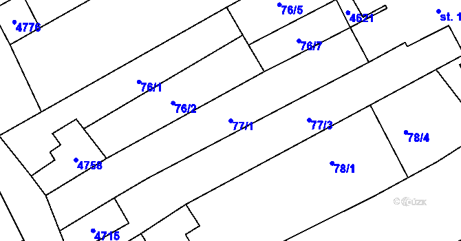 Parcela st. 77/1 v KÚ Mistřice I, Katastrální mapa