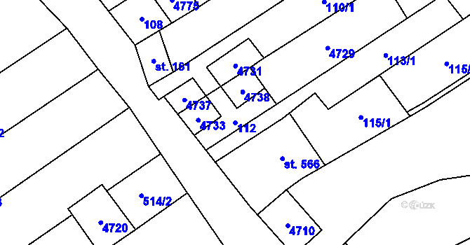 Parcela st. 112 v KÚ Mistřice I, Katastrální mapa