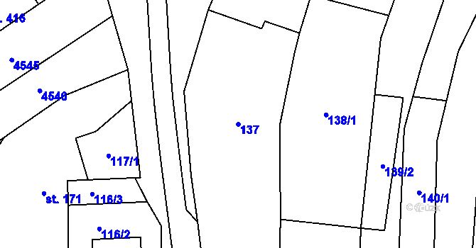 Parcela st. 137 v KÚ Mistřice I, Katastrální mapa