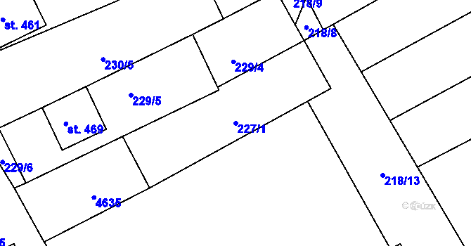 Parcela st. 227/1 v KÚ Mistřice I, Katastrální mapa
