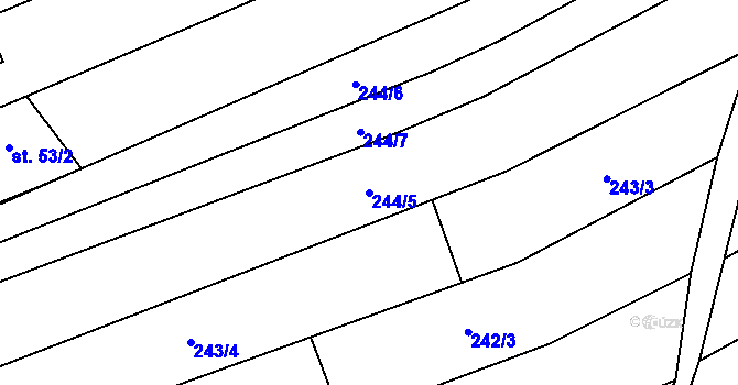 Parcela st. 244/5 v KÚ Mistřice I, Katastrální mapa
