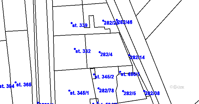 Parcela st. 282/4 v KÚ Mistřice I, Katastrální mapa