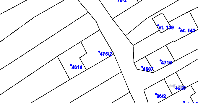 Parcela st. 475/2 v KÚ Mistřice I, Katastrální mapa