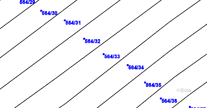 Parcela st. 564/33 v KÚ Mistřice I, Katastrální mapa