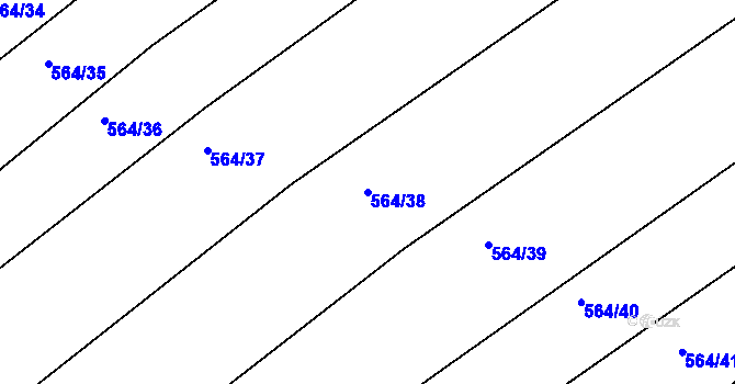 Parcela st. 564/38 v KÚ Mistřice I, Katastrální mapa