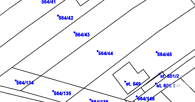 Parcela st. 564/44 v KÚ Mistřice I, Katastrální mapa