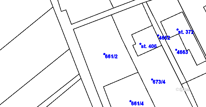Parcela st. 661/1 v KÚ Mistřice I, Katastrální mapa