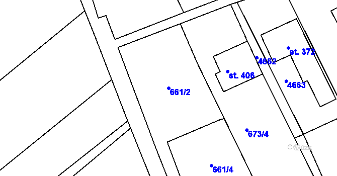 Parcela st. 661/2 v KÚ Mistřice I, Katastrální mapa