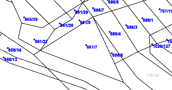 Parcela st. 661/7 v KÚ Mistřice I, Katastrální mapa