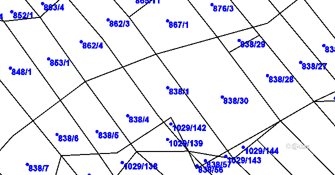Parcela st. 838/1 v KÚ Mistřice I, Katastrální mapa