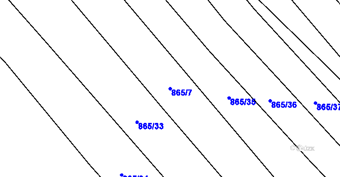 Parcela st. 865/7 v KÚ Mistřice I, Katastrální mapa