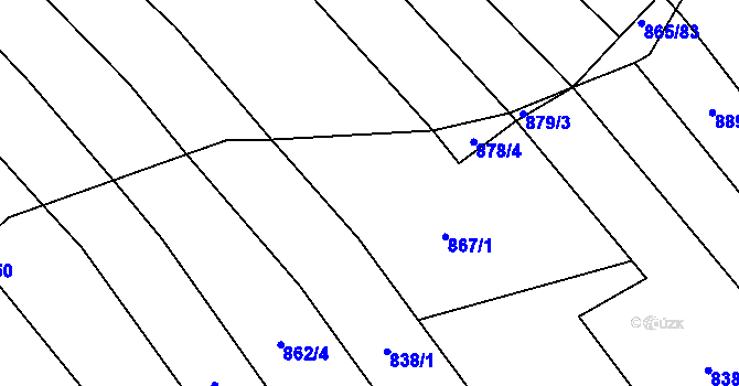 Parcela st. 865/11 v KÚ Mistřice I, Katastrální mapa
