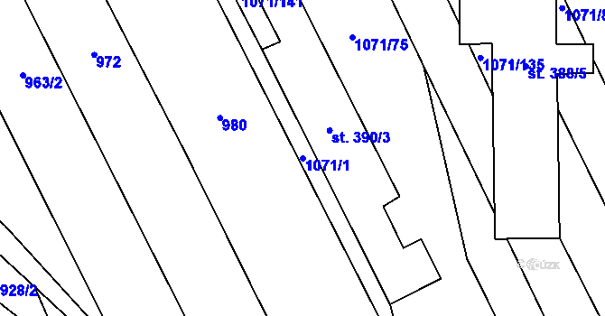 Parcela st. 1071/1 v KÚ Mistřice I, Katastrální mapa