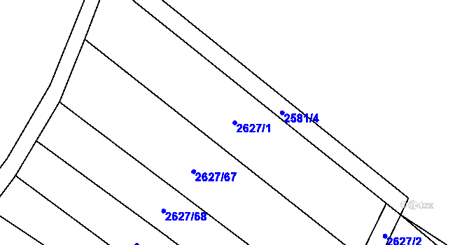 Parcela st. 2627/1 v KÚ Mistřice I, Katastrální mapa