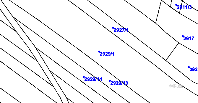 Parcela st. 2929/1 v KÚ Mistřice I, Katastrální mapa