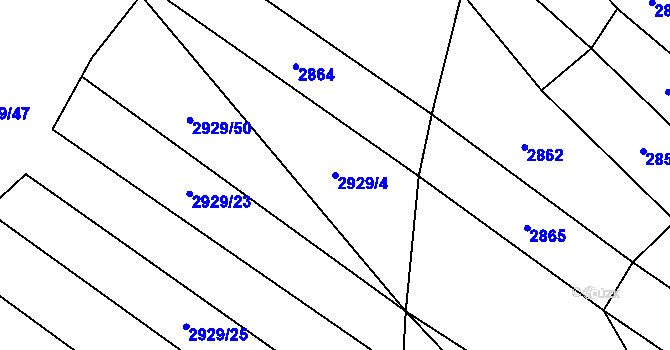 Parcela st. 2929/4 v KÚ Mistřice I, Katastrální mapa