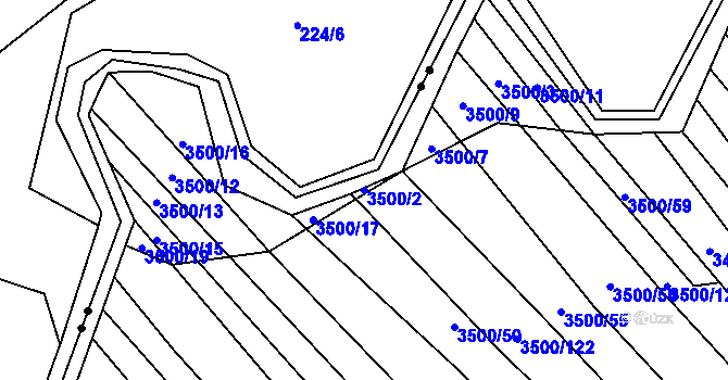 Parcela st. 3500/2 v KÚ Mistřice I, Katastrální mapa