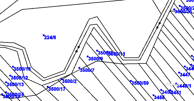 Parcela st. 3500/3 v KÚ Mistřice I, Katastrální mapa