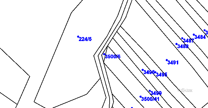 Parcela st. 3500/6 v KÚ Mistřice I, Katastrální mapa
