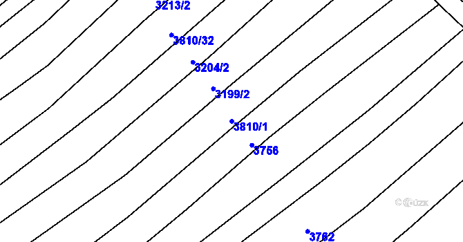 Parcela st. 3810/1 v KÚ Mistřice I, Katastrální mapa