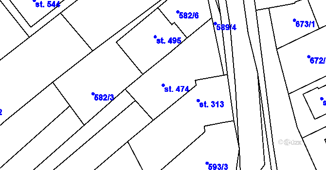 Parcela st. 474 v KÚ Mistřice I, Katastrální mapa