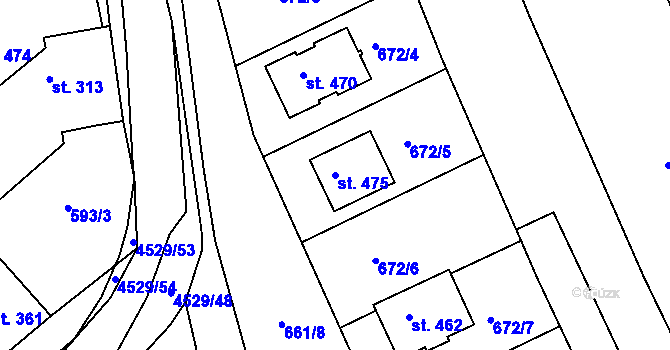 Parcela st. 475 v KÚ Mistřice I, Katastrální mapa