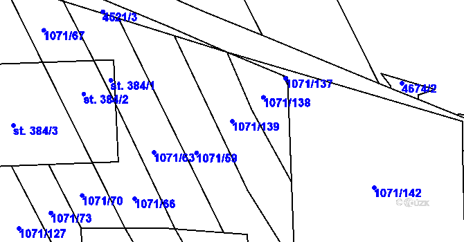 Parcela st. 1071/139 v KÚ Mistřice I, Katastrální mapa