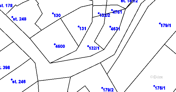 Parcela st. 132/1 v KÚ Mistřice I, Katastrální mapa